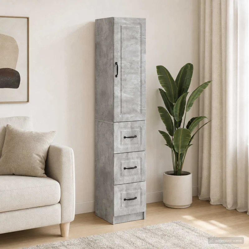 Spintelė 2 pcs Betono pilka 33 x 34,5 x 87 cm Apdirbta mediena