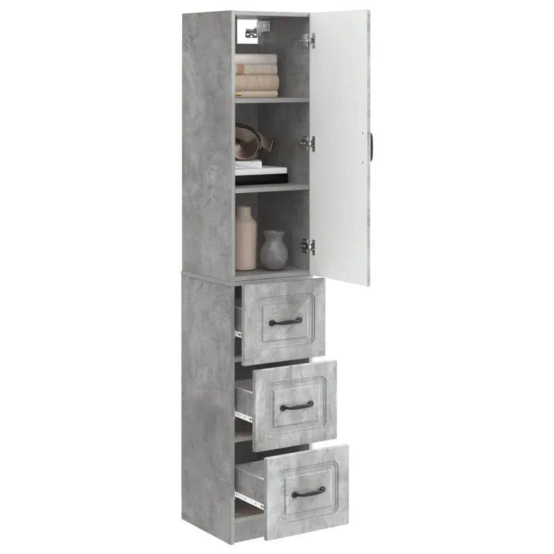 Spintelė 2 pcs Betono pilka 33 x 34,5 x 87 cm Apdirbta mediena