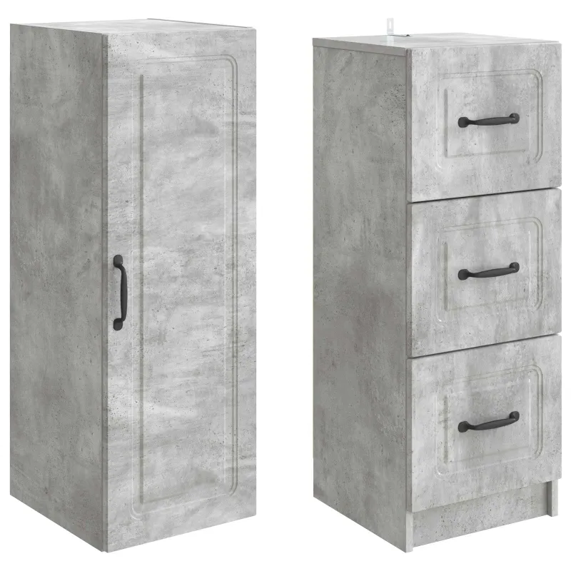 Spintelė 2 pcs Betono pilka 33 x 34,5 x 87 cm Apdirbta mediena