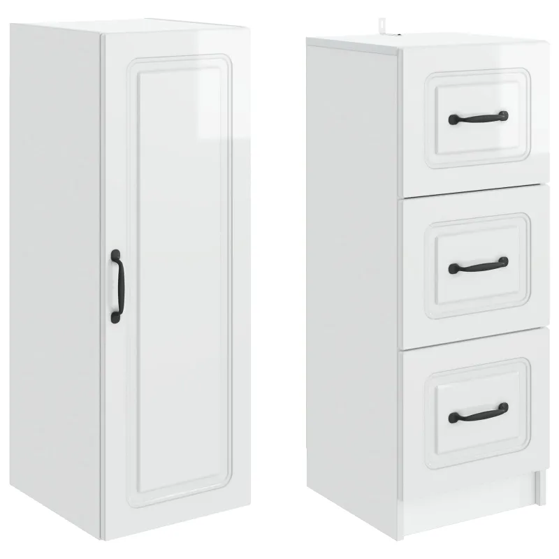 Spintelė 2 pcs Itin blizgi balta 33 x 34,5 x 87 cm