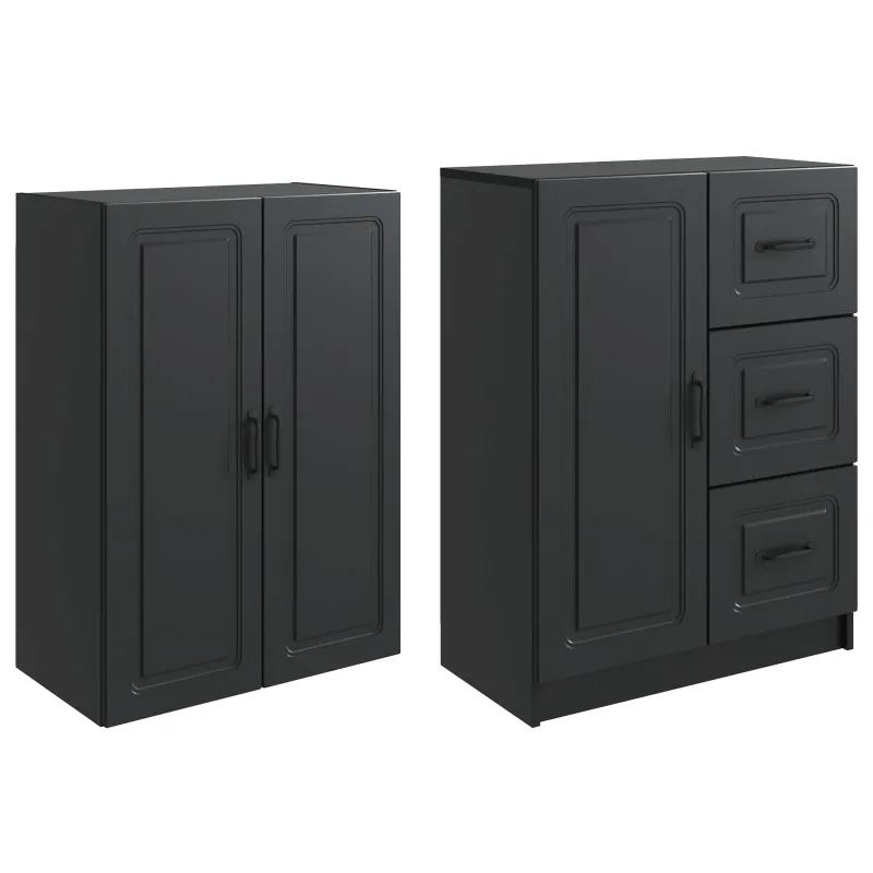 Spintelė 2 pcs Juoda Apdirbta mediena