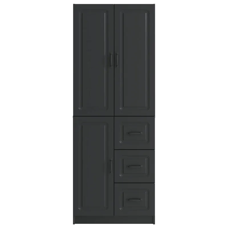 Spintelė 2 pcs Juoda Apdirbta mediena