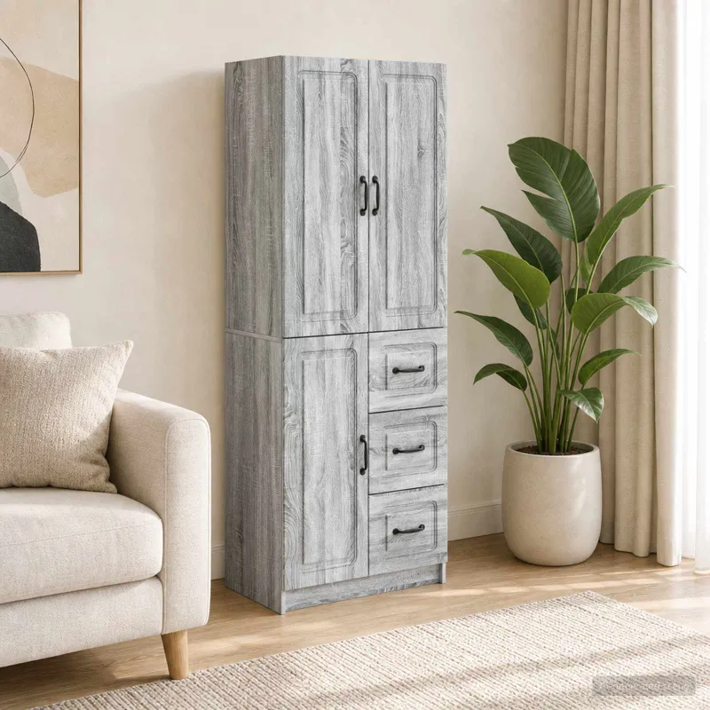 Spintelė 2 pcs Pilka Sonoma Apdirbta mediena