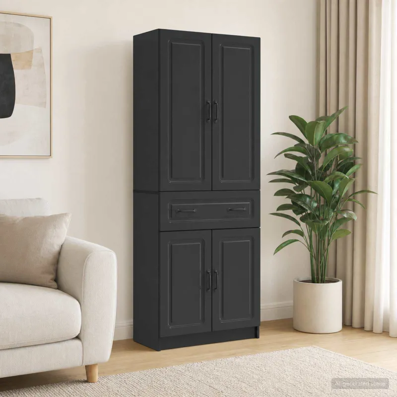 Spintelė 2 pcs Juoda Apdirbta mediena