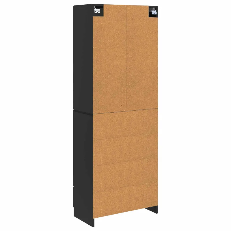 Spintelė 2 pcs Juoda Apdirbta mediena