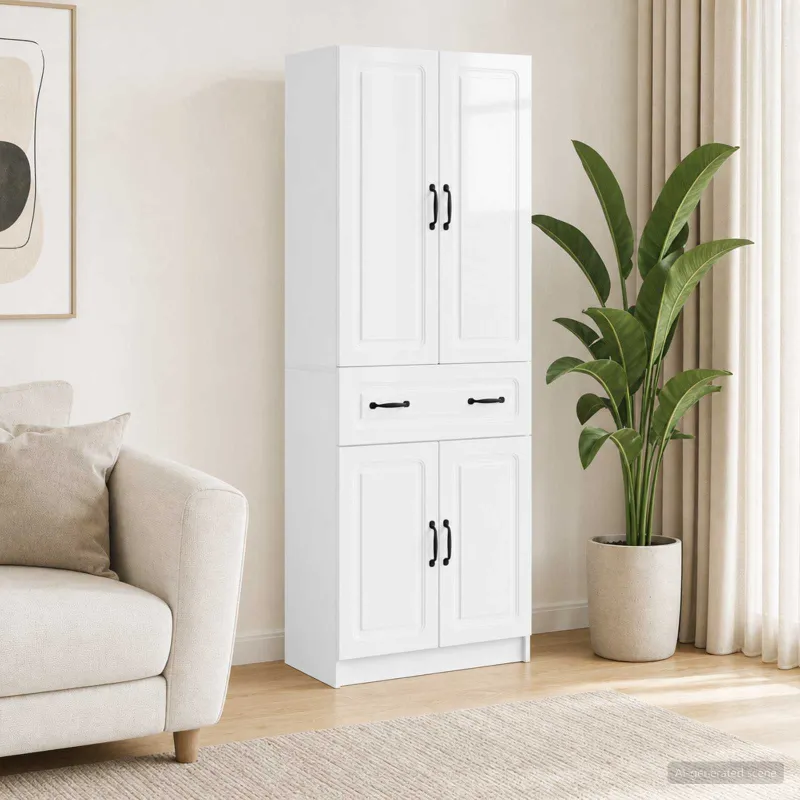 Spintelė 2 pcs Itin blizgi balta Apdirbta mediena