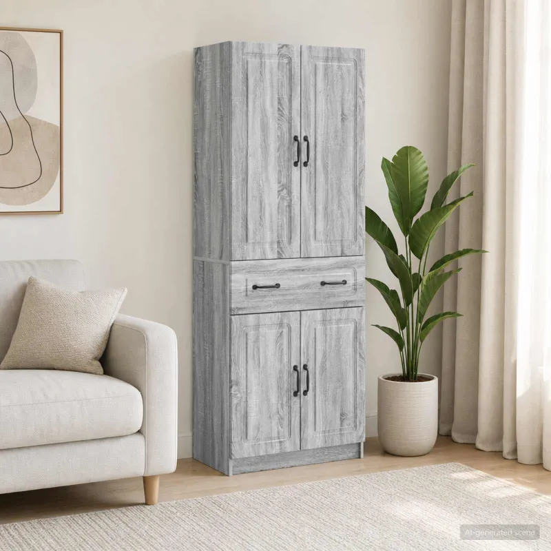 Spintelė 2 pcs Pilka Sonoma Apdirbta mediena