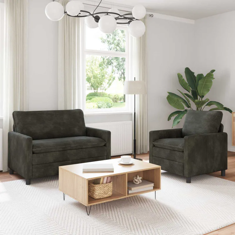 Sofos komplektas 2 pcs Antracito Poliesteris