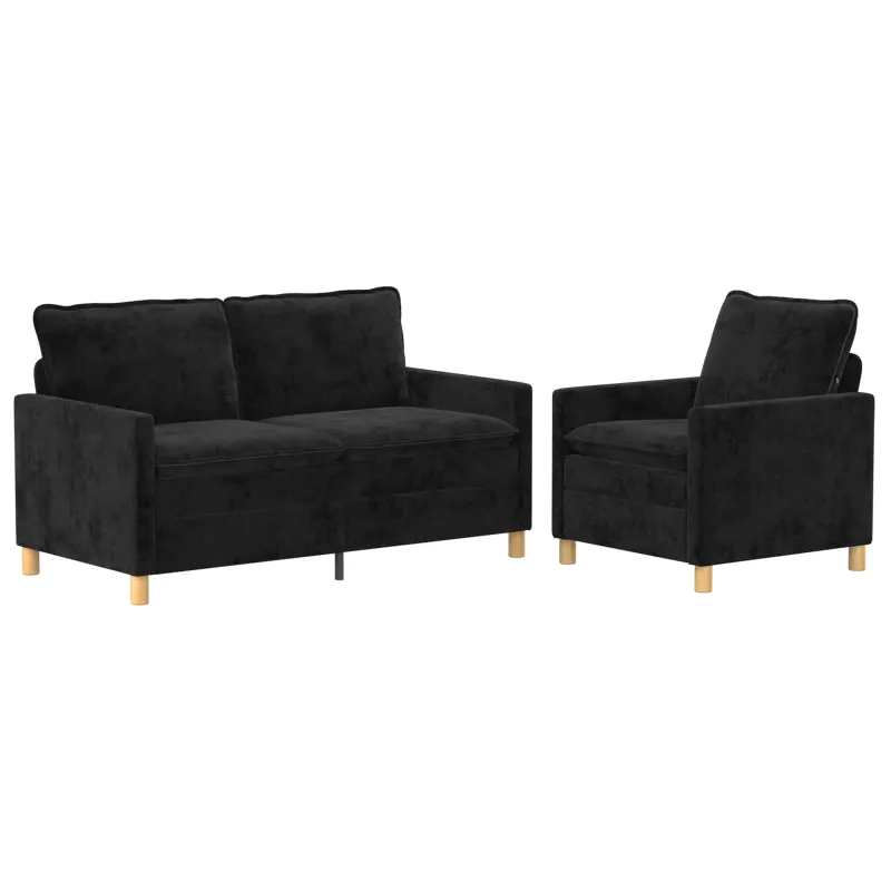 Sofos komplektas 2 pcs Juoda Poliesteris