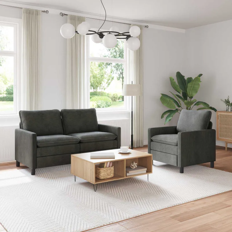 Sofos komplektas 2 pcs Antracito Poliesteris