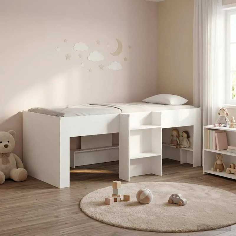 Vaikų Aukštas Lova 2 pcs Balta 80 x 200 cm Apdirbta mediena