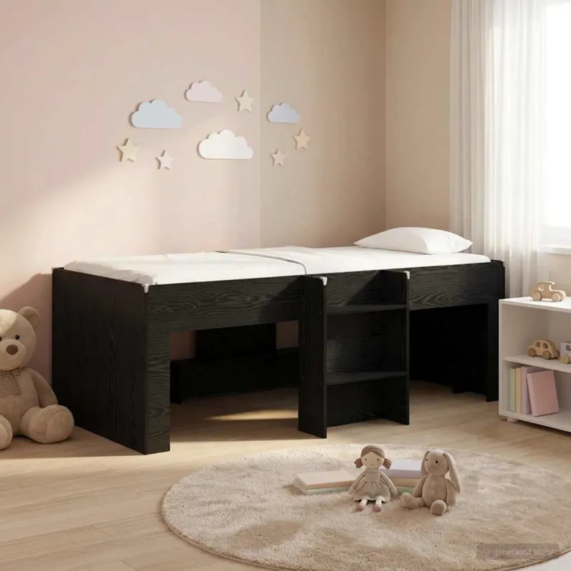 Vaikų Aukštas Lova 2 pcs Juodojo ąžuolo 203 x 101,1 x 68,5 cm