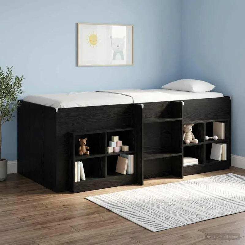 Vaikų Aukštas Lova 2 pcs Juodojo ąžuolo 203 x 101,1 x 68,5 cm