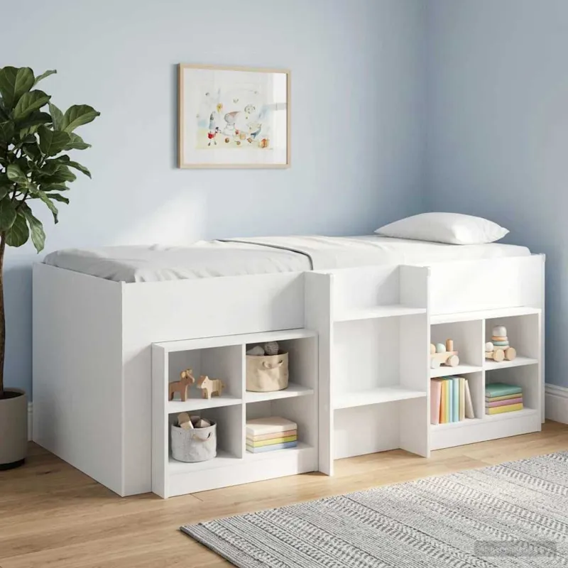 Vaikų Aukštas Lova 2 pcs Balta 90 x 200 cm Apdirbta mediena
