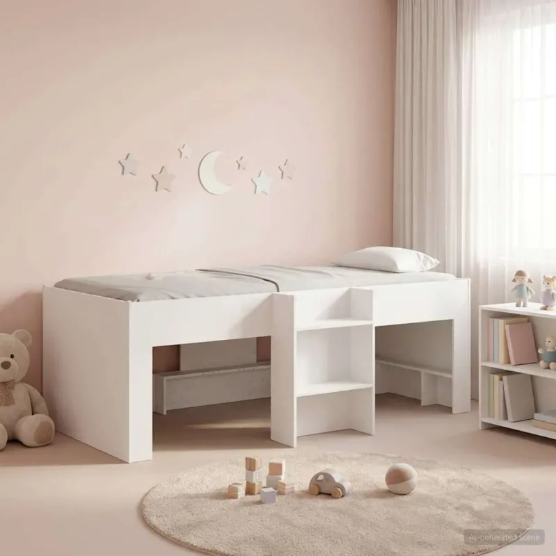 Vaikų Aukštas Lova 2 pcs Balta 90 x 200 cm Apdirbta mediena