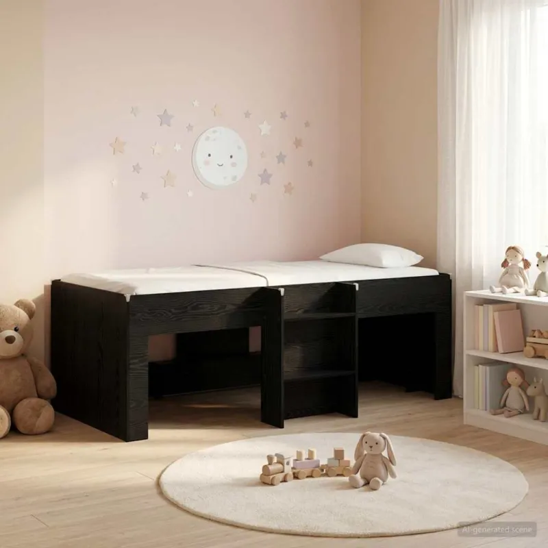 Vaikų Aukštas Lova 2 pcs Juodojo ąžuolo 90 x 200 cm