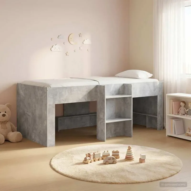 Vaikų Aukštas Lova 2 pcs Betono pilka 90 x 200 cm