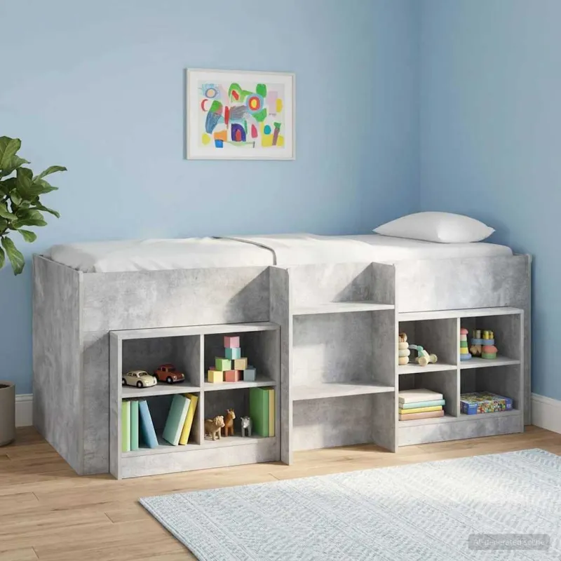 Vaikų Aukštas Lova 2 pcs Betono pilka 90 x 200 cm