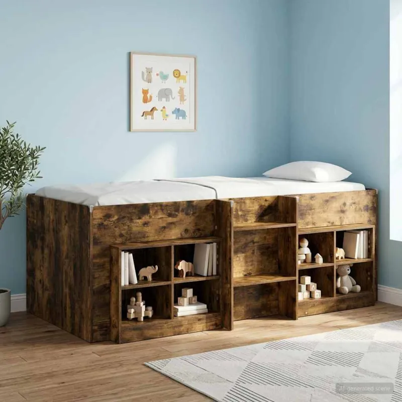 Vaikų Aukštas Lova 2 pcs Dūminio ąžuolo 90 x 200 cm