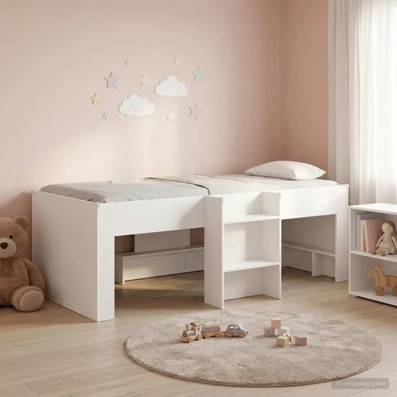 Vaikų Aukštas Lova 2 pcs Balta 98.5 x 200 cm Apdirbta mediena