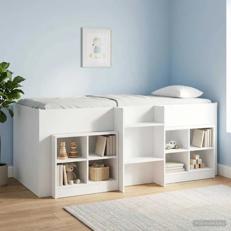 Vaikų Aukštas Lova 2 pcs Balta 98.5 x 200 cm Apdirbta mediena
