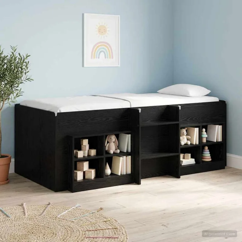 Vaikų Aukštas Lova 2 pcs Juodojo ąžuolo 98.5 x 200 cm