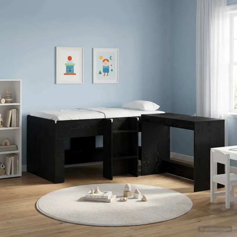 Vaikų Aukštas Lova 2 pcs Juodojo ąžuolo 163 x 101,1 x 68,5 cm