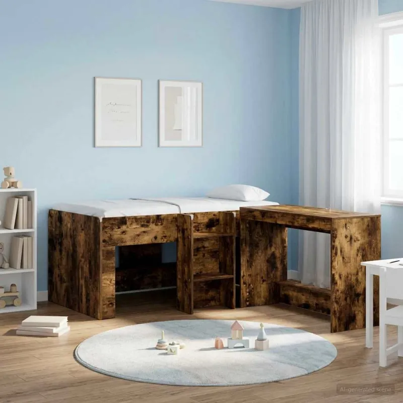Vaikų Aukštas Lova 2 pcs Dūminio ąžuolo 163 x 101,1 x 68,5 cm
