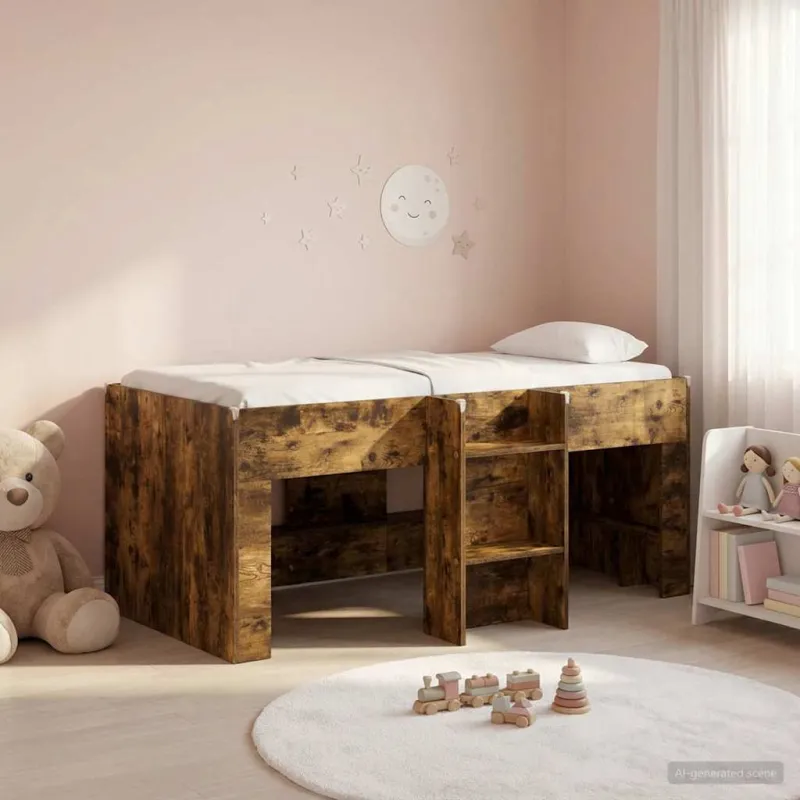 Vaikų Aukštas Lova 2 pcs Dūminio ąžuolo 163 x 101,1 x 68,5 cm
