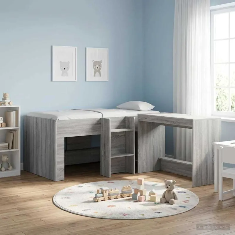 Vaikų Aukštas Lova 2 pcs Pilka Sonoma 163 x 101,1 x 68,5 cm