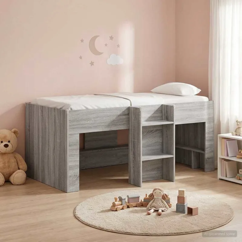 Vaikų Aukštas Lova 2 pcs Pilka Sonoma 163 x 101,1 x 68,5 cm