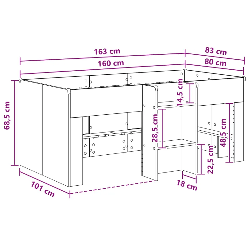 Vaikų Aukštas Lova 2 pcs Artisano ąžuolo 163 x 101,1 x 68,5 cm