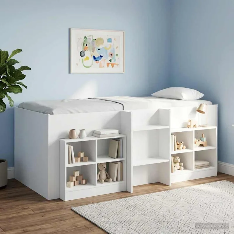 Vaikų Aukštas Lova 2 pcs Balta 90 x 190 cm Apdirbta mediena