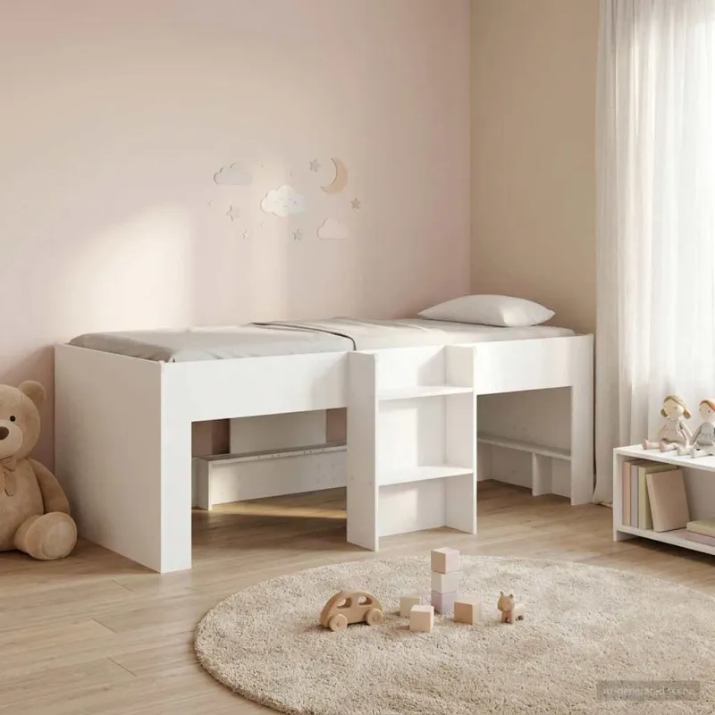 Vaikų Aukštas Lova 2 pcs Balta 90 x 190 cm Apdirbta mediena