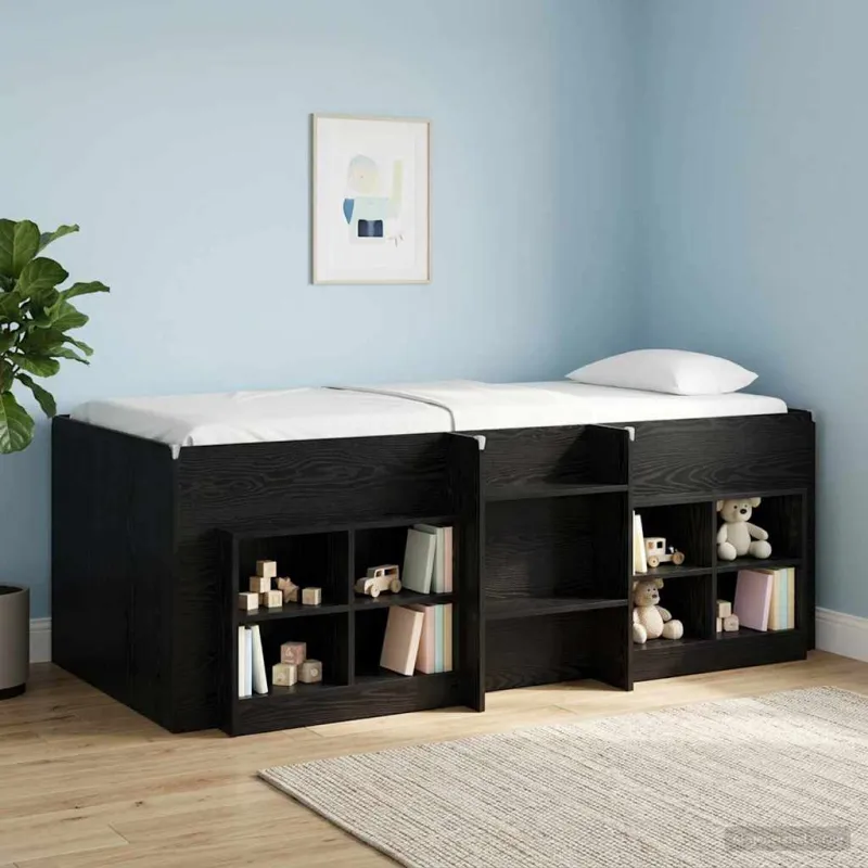 Vaikų Aukštas Lova 2 pcs Juodojo ąžuolo 90 x 190 cm