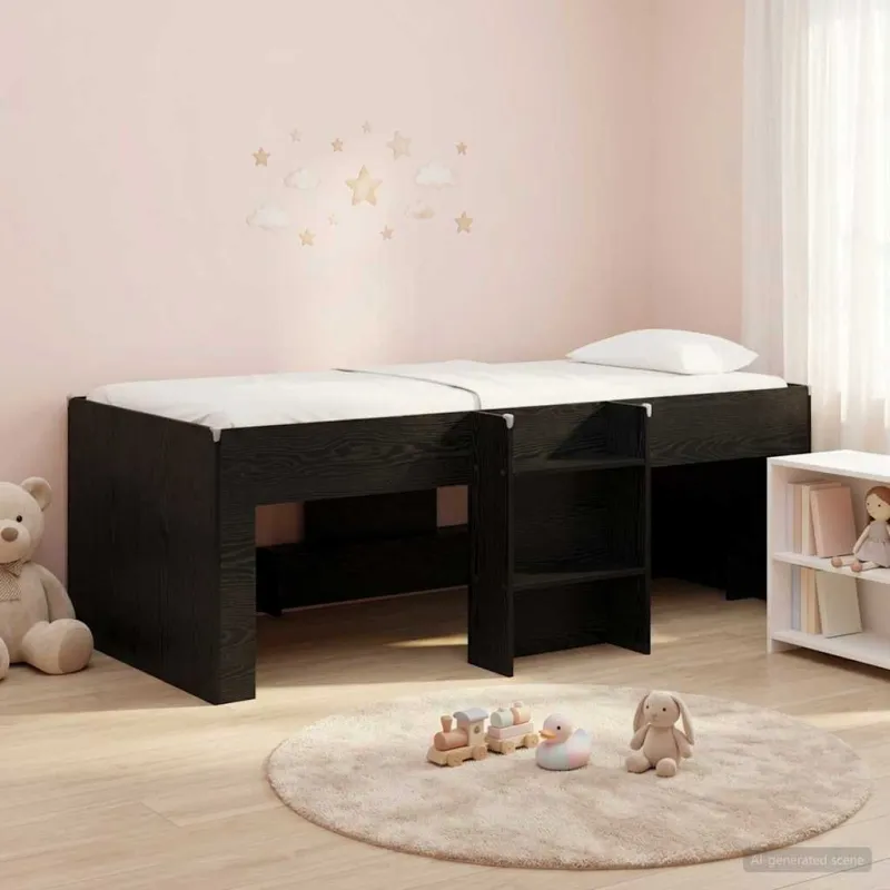 Vaikų Aukštas Lova 2 pcs Juodojo ąžuolo 90 x 190 cm