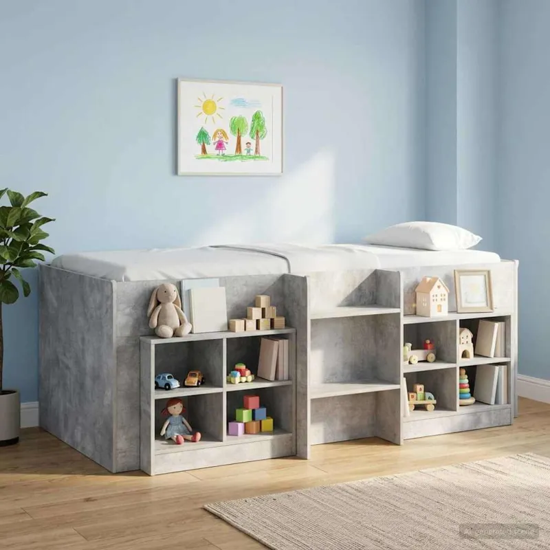 Vaikų Aukštas Lova 2 pcs Betono pilka 90 x 190 cm