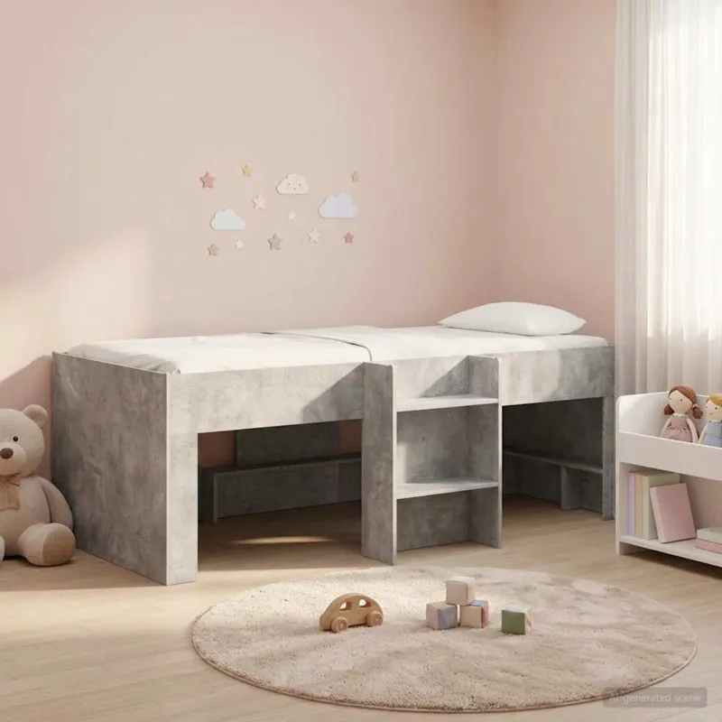 Vaikų Aukštas Lova 2 pcs Betono pilka 90 x 190 cm