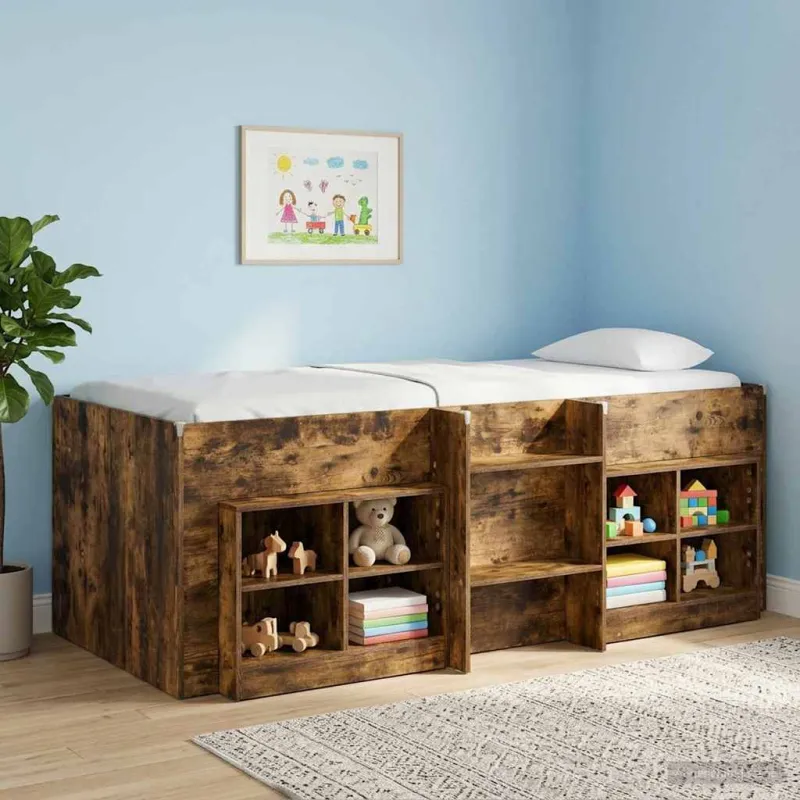 Vaikų Aukštas Lova 2 pcs Dūminio ąžuolo 90 x 190 cm