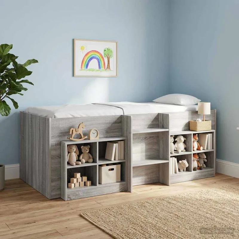 Vaikų Aukštas Lova 2 pcs Pilka Sonoma 90 x 190 cm