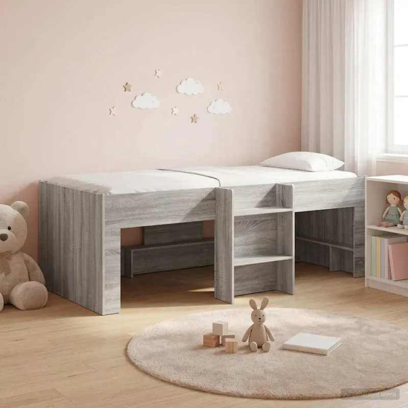 Vaikų Aukštas Lova 2 pcs Pilka Sonoma 90 x 190 cm