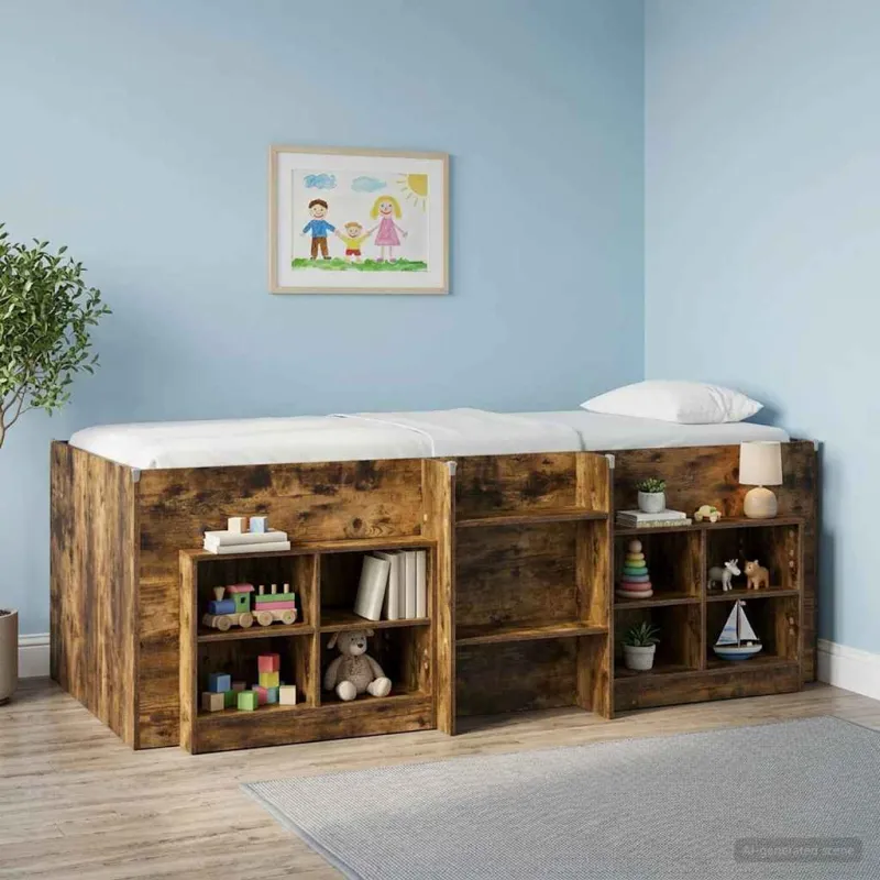 Vaikų Aukštas Lova 2 pcs Dūminio ąžuolo 193 x 96,1 x 68,5 cm