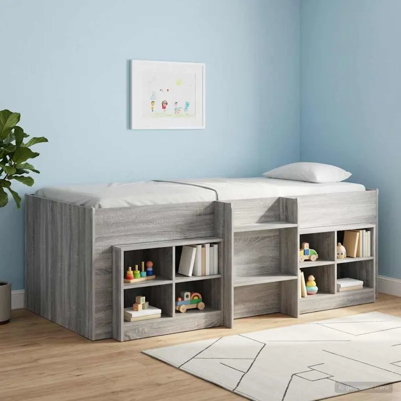 Vaikų Aukštas Lova 2 pcs Pilka Sonoma 193 x 96,1 x 68,5 cm