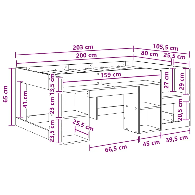Vaikiška lova su saugykla Balta 80 x 200 cm Apdirbta mediena