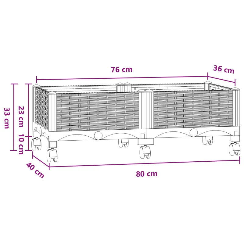 Sodo puodynė su ratukais Mėlyna Pilka 80 x 40 x 33 cm PP