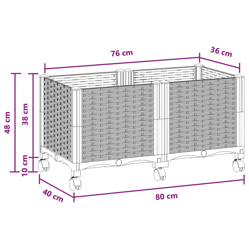 Sodo puodynė su ratukais Ruda 80 x 40 x 44 cm PP