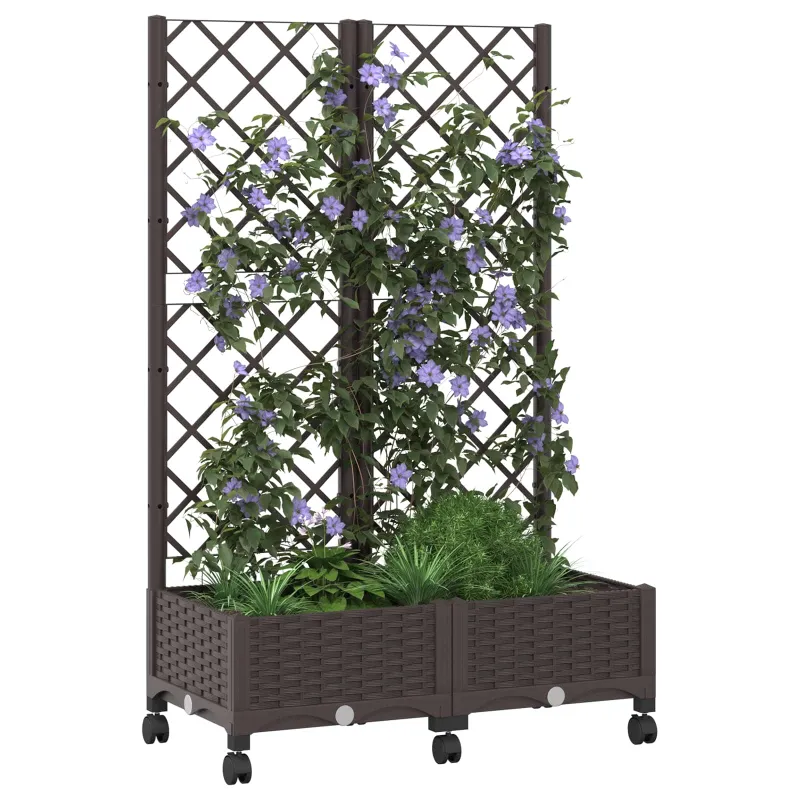 Sodo vazonas su treliu ir ratais Ruda 80 x 40 x 131,5 cm PP