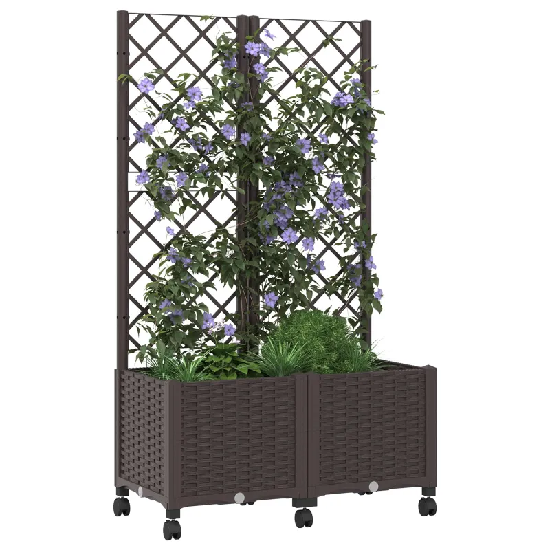 Sodo vazonas su treliu ir ratais Ruda 80 x 40 x 146 cm PP