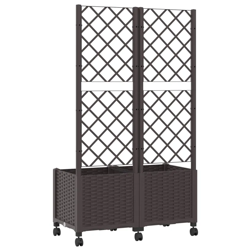 Sodo vazonas su treliu ir ratais Ruda 80 x 40 x 146 cm PP