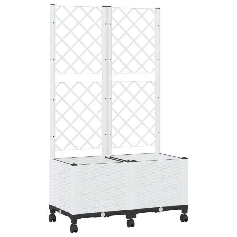 Sodo vazonas su treliu ir ratais Balta 80 x 40 x 146 cm PP